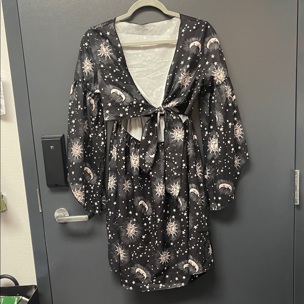 ROMWE Black Celestial Long Sleeve Dress